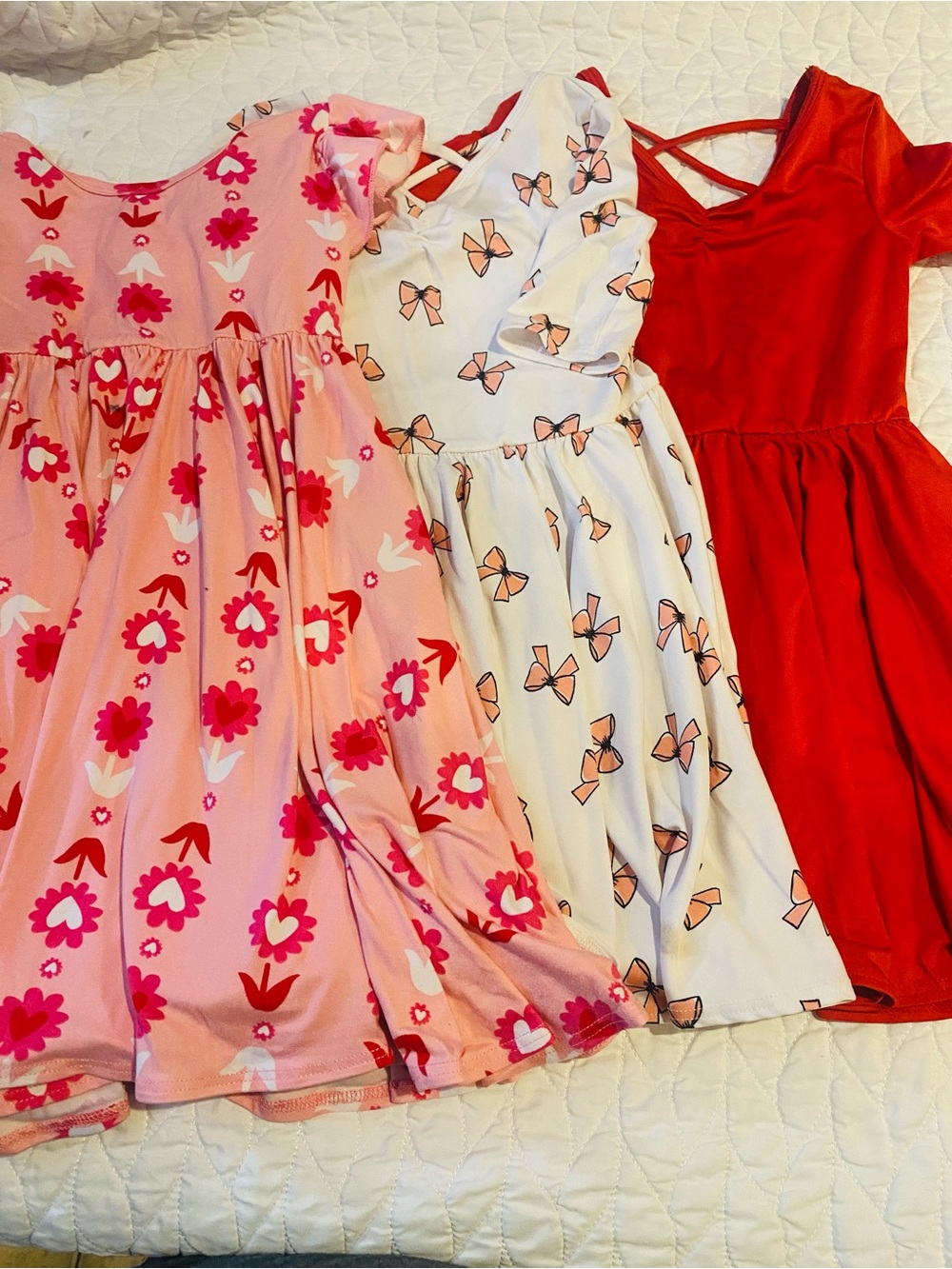 Dot Dot Smile Girls' Pink, White & Red Casual Dress Set